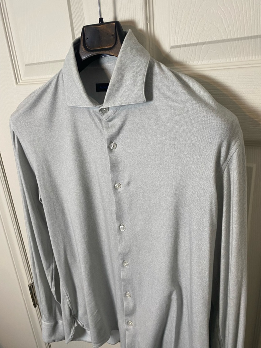 Patrick Assaraf Light Gray Button-Up Shirt